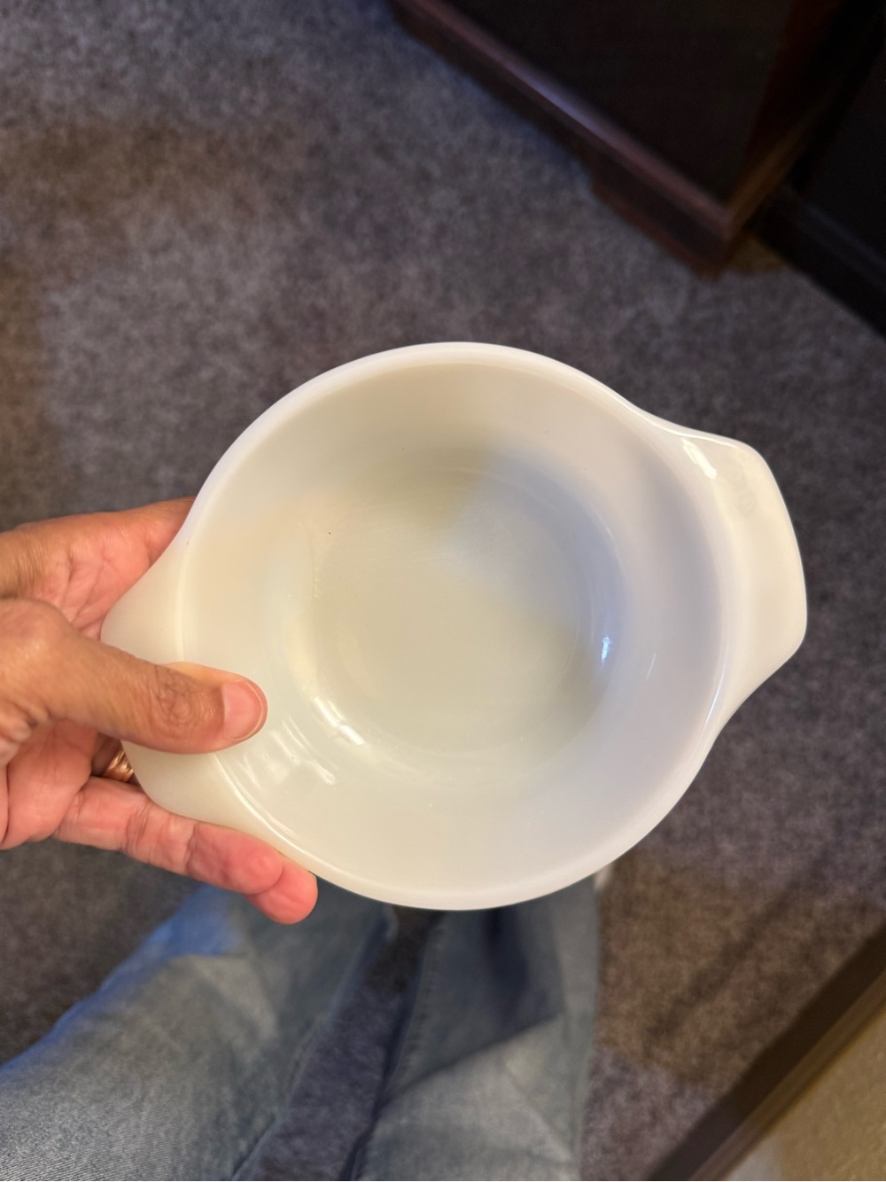 Set of 2 Anchor Hocking White Milk Glass Mixing Bowl with Pour Spout